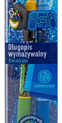 Długopis wymazywalny CLICK z gumowym uchwytem 0,5 mm ASTRAPEN OOPS! GAMER - 2 szt. PET box