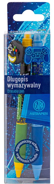 Długopis wymazywalny CLICK z gumowym uchwytem 0,5 mm ASTRAPEN OOPS! GAMER - 2 szt. PET box Długopis wymazywalny CLICK z gumowym uchwytem 0,5 mm ASTRAPEN OOPS! GAMER - 2 szt. PET box - obrazek 1