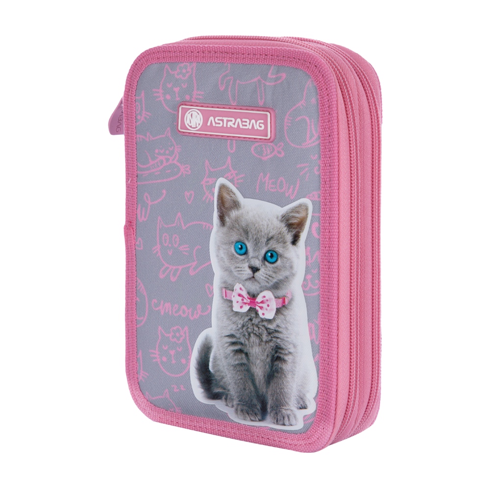 Piórnik podwójny bez wyposażenia ASTRABAG PINKY KITTY, AC2 Piórnik podwójny bez wyposażenia ASTRABAG PINKY KITTY, AC2 - obrazek 1