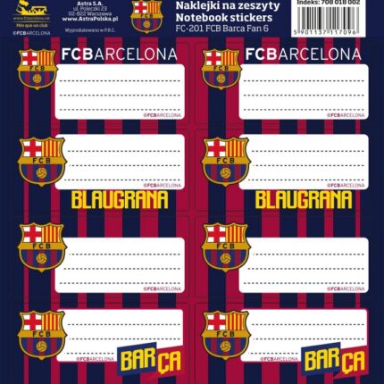 NAKLEJKI NA ZESZYTY FC-201 FC BARCA 6