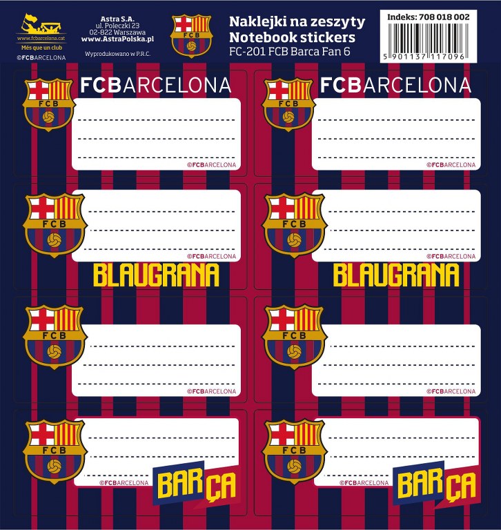 NAKLEJKI NA ZESZYTY FC-201 FC BARCA 6 NAKLEJKI NA ZESZYTY FC-201 FC BARCA 6 - obrazek 1