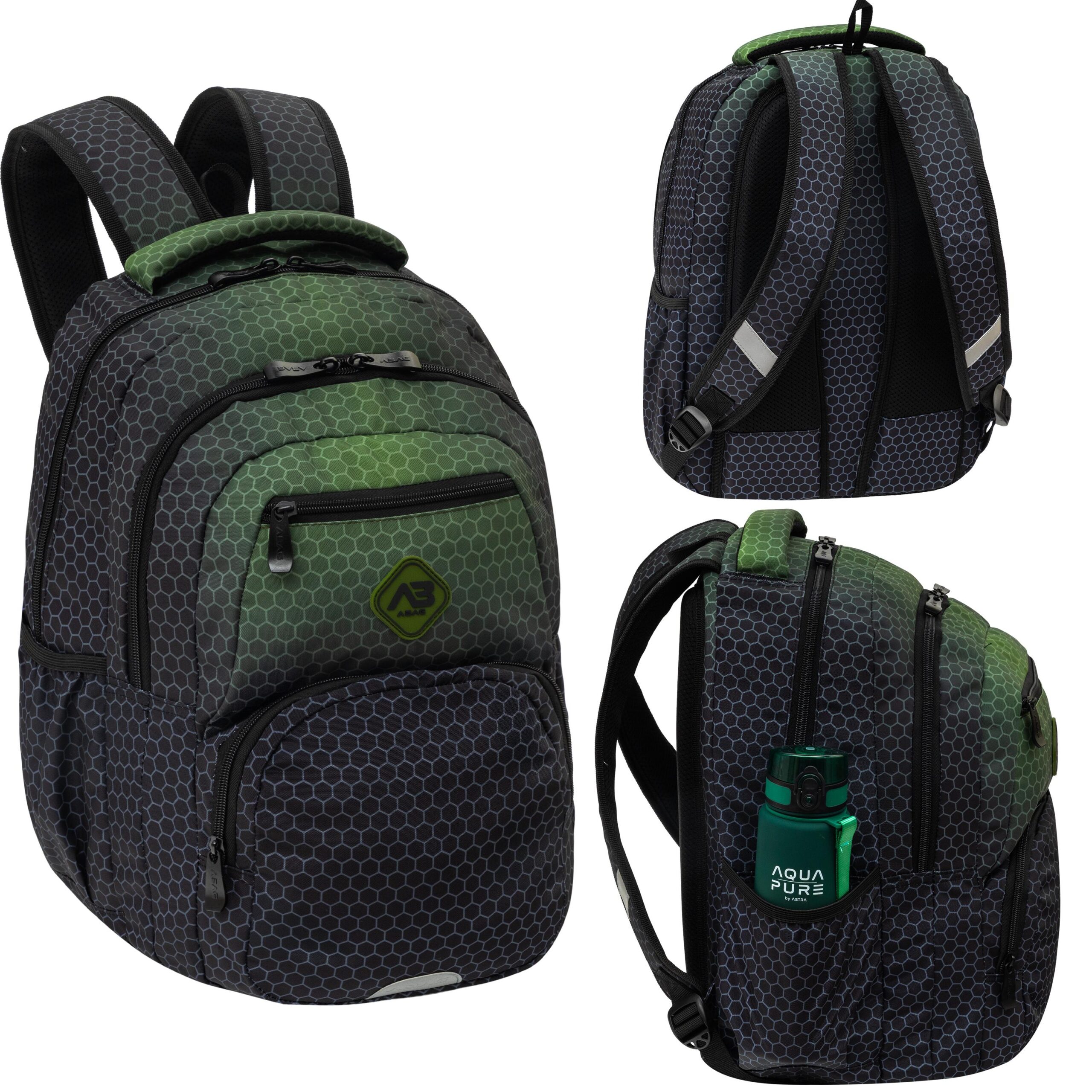 Plecak ABAG HEXAGON GREEN OMBRE, AB200 Plecak ABAG HEXAGON GREEN OMBRE, AB200 - obrazek 1