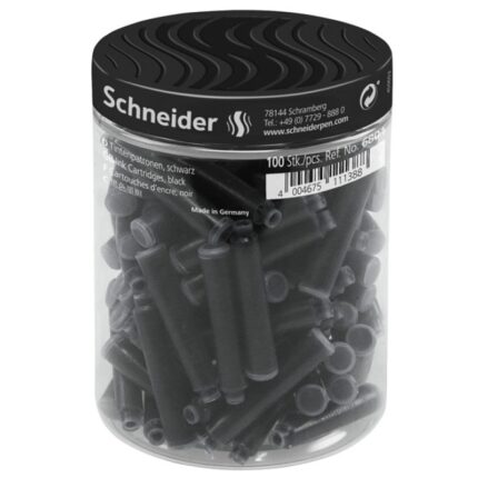 Naboje do piór SCHNEIDER, plastikowy słoik, 100 szt., czarne