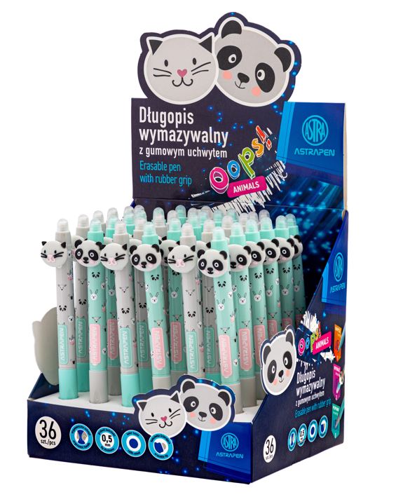 Długopis automatyczny wymazywalny z gumowym uchwytem 0,5 mm ASTRAPEN OOPS! ANIMALS Długopis automatyczny wymazywalny z gumowym uchwytem 0,5 mm ASTRAPEN OOPS! ANIMALS - obrazek 1