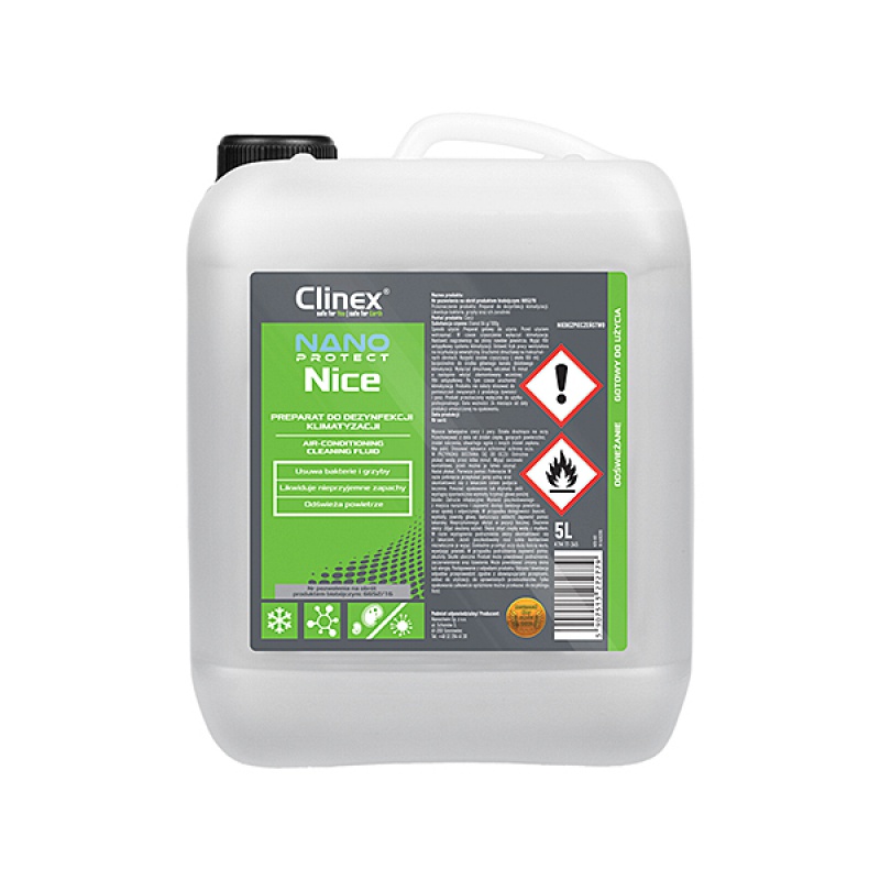 315829-33145-preparat_do_dezynfekcji_ukladow_klimatyzacji_-800w Preparat CLINEX Nano Protect Silver Nice, do dezynfekcji układów klimatyzacji i wentylacji, 5l - obrazek 1