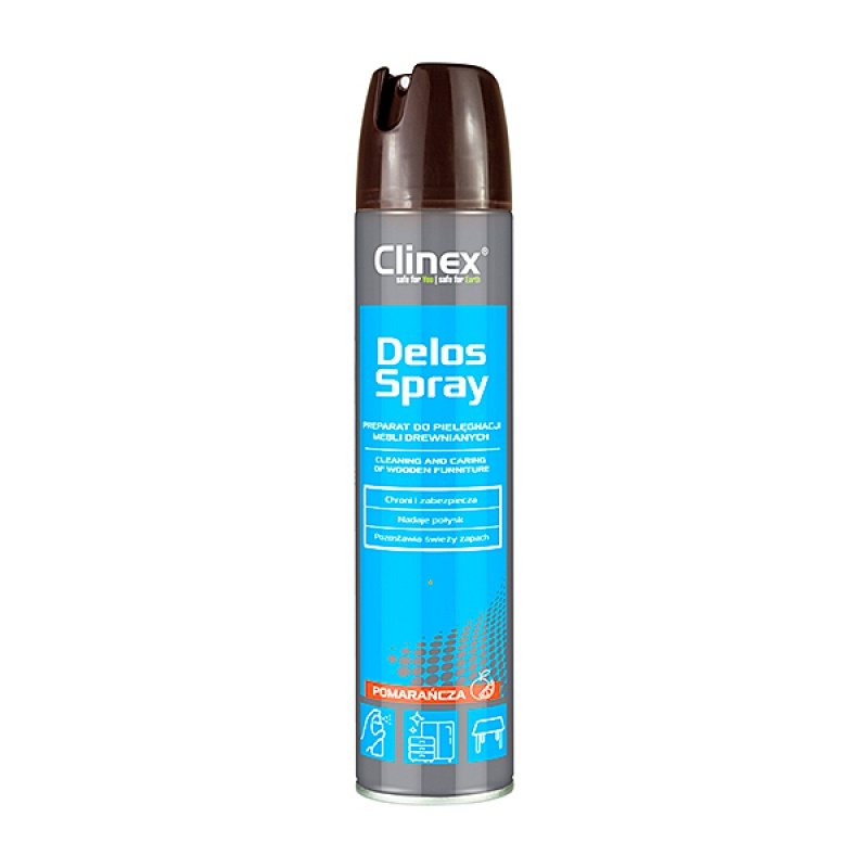 315833-221418-spray_do_pielegnacji_i_czyszczenia_mebli_dre-800w Spray CLINEX Delos Shine, do pielęgnacji i czyszczenia mebli drewnianych, 300ml - obrazek 1