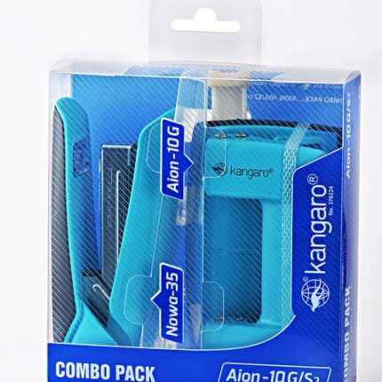 Zestaw zszywacz Nowa-35 + dziurkacz Aion-10G, pudełko z zawieszką, turkusowy