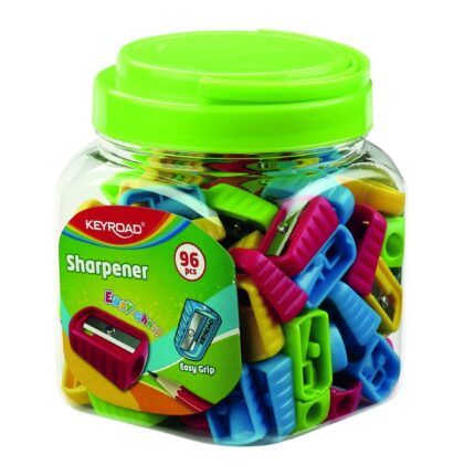 Temperówka plastikowa KEYROAD Easy-Sharp, pojedyncza, w plastikowej tubie, mix kolorów (opakowanie 96 szt.)