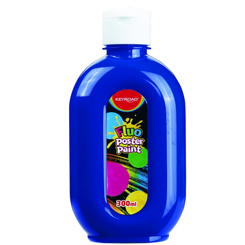 319227-349569-farba_plakatowa_keyroad_fluorescencyjna_300m-800w Farba plakatowa KEYROAD, Fluo, 300ml, butelka, neonowa niebieska - obrazek 1
