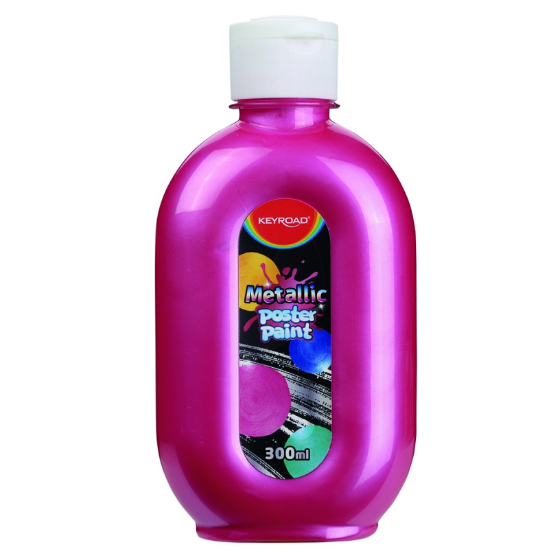 319229-349571-farba_plakatowa_keyroad_metaliczna_300ml_but-800w Farba plakatowa KEYROAD, metaliczna, 300ml, butelka, czerwona - obrazek 1