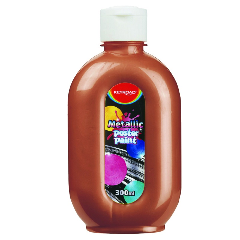 319230-349572-farba_plakatowa_keyroad_metaliczna_300ml_but-800w Farba plakatowa KEYROAD, metaliczna, 300ml, butelka, żółta - obrazek 1