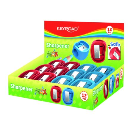 Temperówka plastikowa KEYROAD Max, jumbo, pojedyncza, display, mix kolorów (opakowanie 12 szt.)