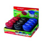 Temperówka plastikowa KEYROAD, podwójna, z pojemnikiem, display, mix kolorów (opakowanie 12 szt.)