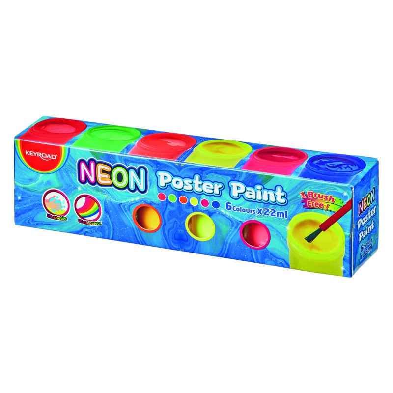 319371-349563-farby_plakatowe_keyroad_6x22ml_pedzelek_grat-800w Farby plakatowe KEYROAD, 6x22ml, pędzelek gratis, neonowe , w pudełku, mix kolorów - obrazek 1