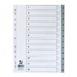 Przekładki Q-CONNECT, PP, A4, 225x297mm, 1-12, 12 kart, szare