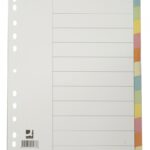 Przekładki Q-CONNECT, karton, A4, 223x297mm, 12 kart, mix kolorów