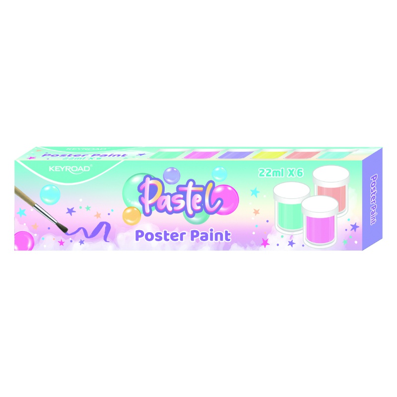 320272-350392-farby_plakatowe_keyroad_6x22ml_pedzelek_grat-800w Farby plakatowe KEYROAD Pastel, 6x22ml, pędzelek gratis, pudełko, mix kolorów pastel - obrazek 1