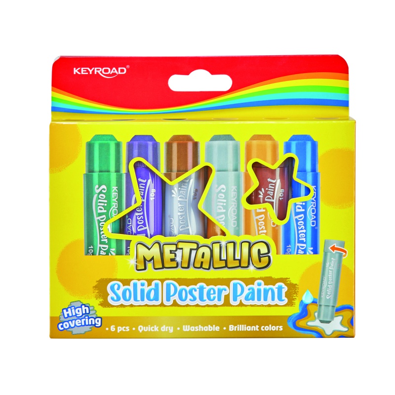 320290-350451-farby_plakatowe_keyroad_w_sztyfcie_metaliczn-800w Farby plakatowe KEYROAD, w sztyfcie, metaliczne, 6X10g, pudełko, mix kolorów - obrazek 1