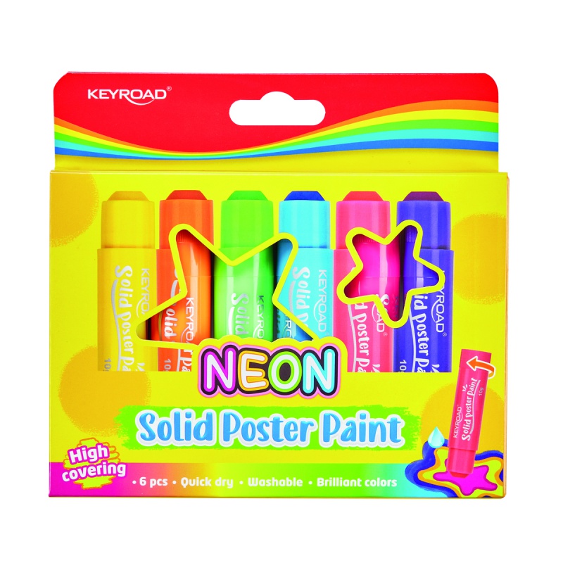 320291-350452-farby_plakatowe_keyroad_w_sztyfcie_neonowe_p-800w Farby plakatowe KEYROAD, w sztyfcie, neonowe, 6X10c, pudełko, mix kolorów - obrazek 1