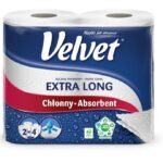 Ręczniki w roli celulozowe VELVET Najdłuższy, 2-warstwowe, 100 listków, 2szt., białe