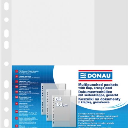 Koszulki z klapką DONAU, PP, B4, groszkowe, 100mikr., 10szt.