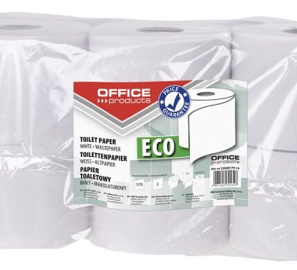 Papier toaletowy makulaturowy OFFICE PRODUCTS, 2-warstwowy, 63m, 12szt., biały