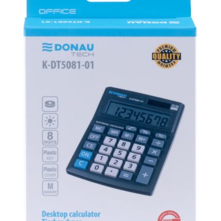Kalkulator biurowy DONAU TECH OFFICE, CI-CMB801BK, 8-cyfr. wyświetlacz, wym. 137x101x30mm, czarny