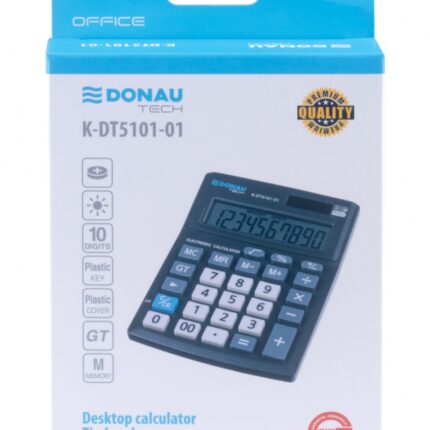 Kalkulator biurowy DONAU TECH OFFICE, CI-CMB1001BK, 10-cyfr. wyświetlacz, wym. 137x101x30mm, czarny