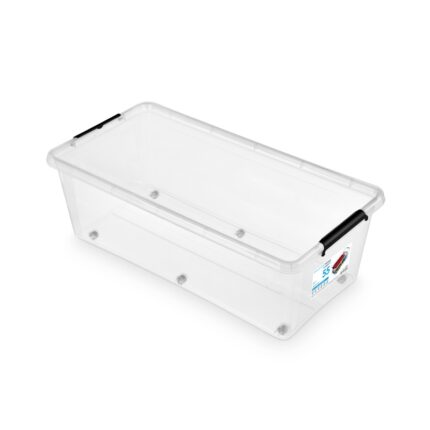Pojemnik do przechowywania MOXOM Simple box, 55l, na kółkach, transparentny