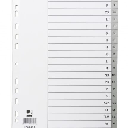Przekładki Q-CONNECT, PP, A4, 230x297mm, A-Z, 20 kart, szare