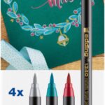 Pisak metaliczny z końcówką pędzelkową e-1340 EDDING, zestaw Xmas, 4szt.