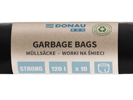 Worki na śmieci DONAU ECO, mocne (LDPE), 120l, 10 szt., czarne