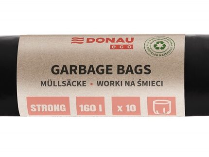 Worki na śmieci DONAU ECO, mocne (LDPE), 160l, 10 szt., czarne
