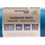 Worki na śmieci DONAU ECO, z uchwytami Knoties, 60l, 10 szt., niebieskie