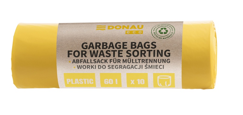 333453-362669-worki_na_smieci_donau_eco_do_segregacji_plas-800w Worki na śmieci DONAU ECO, do segregacji plastiku, 60l, 10 szt., żółte - obrazek 1