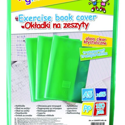 Okładka na zeszyt GIMBOO, krystaliczna, A5, 150mikr., zielona (opakowanie 25 szt.)