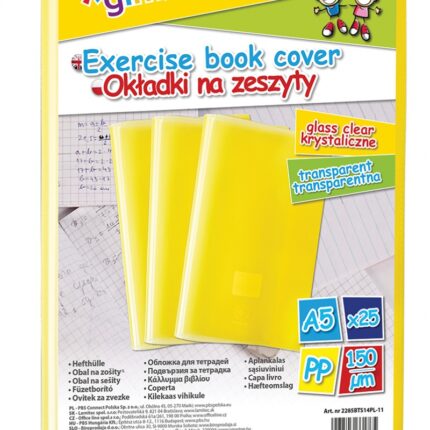 Okładka na zeszyt GIMBOO, krystaliczna, A5, 150mikr., żółta (opakowanie 25 szt.)