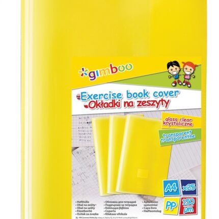 Okładka na zeszyt GIMBOO, krystaliczna, A4, 150mikr., żółta (opakowanie 25 szt.)