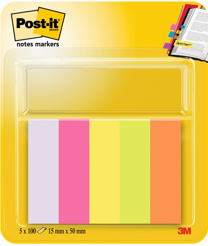 334265-168665-znaczniki_post_it_670_5_papier_15x50mm_5x100-800w Znaczniki POST-IT® (670/5), papier, 15x50mm, 5x100 kart., mix kolorów neonowy - obrazek 1