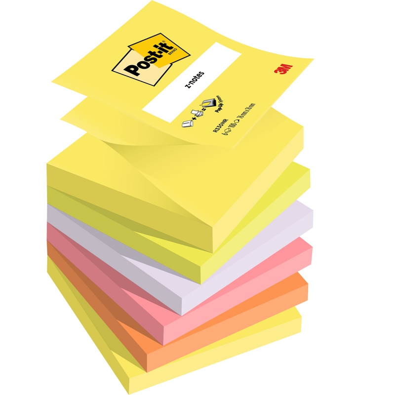 335858-363646-karteczki_samoprzylepne_post_it_z_notes_76x7-800w Karteczki samoprzylepne POST-IT® Z-Notes, 76x76mm, 6x100 kart., neonowe mix - obrazek 1