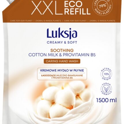 Kremowe mydło w płynie LUKSJA, bawełna, zapas 1500ml
