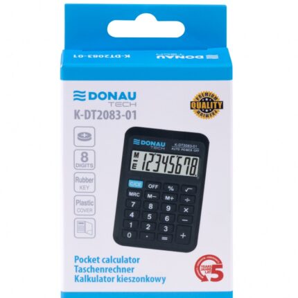 Kalkulator kieszonkowy DONAU TECH, CI-LC110NR, 8-cyfr. wyświetlacz, wym. 89x58x11 mm, czarny