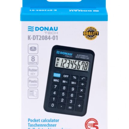 Kalkulator kieszonkowy DONAU TECH, CI-LC210NR, 8-cyfr. wyświetlacz, wym. 97x62x11 mm, czarny