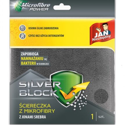 Ściereczka z mikrofibry JAN NIEZBĘDNY, silver block, 1 szt., szara