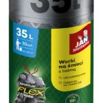 Worki na śmieci JAN NIEZBĘDNY, magnum flex, z taśmą, 35l, 30szt., szare