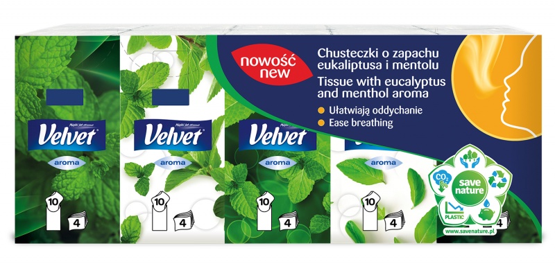 342740-366476-chusteczki_higieniczne_velvet_eukaliptus_i_m-800w Chusteczki higieniczne VELVET, Eukaliptus i mentol, 4-warstwowe, 10x10szt., białe - obrazek 1