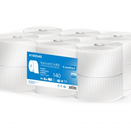 Papier toaletowy celulozowy VELVET Professional Jumbo, 2-warstwowy, 1120 listków, 140m, 12szt., biały