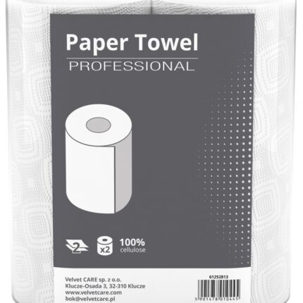 Ręcznik w roli celulozowy VELVET, Professional, 2-warstwowy, 50 listków, 2 szt., biały