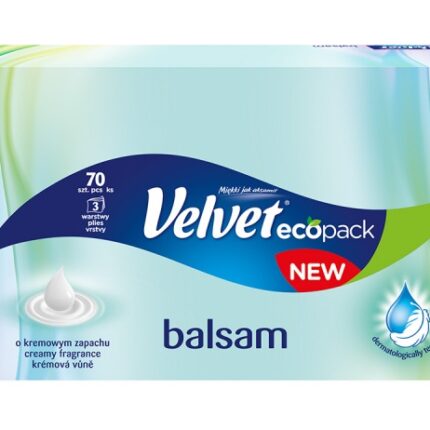 Chusteczki uniwersalne VELVET Balsam, kremowy zapach, 3-warstwowe, 70 listków, białe