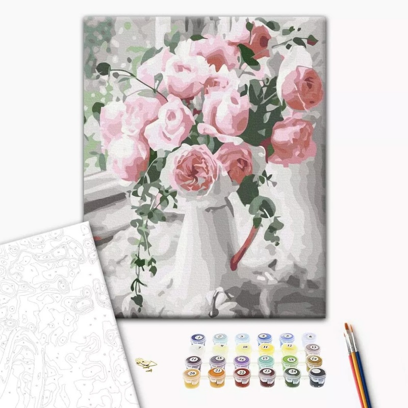 345054-370361-malowanie_po_numerach_brushme_40x50_cm_bukie-800w Malowanie po numerach BRUSHME, 40x50 cm, bukiet delikatnych róż, 1 szt. - obrazek 1
